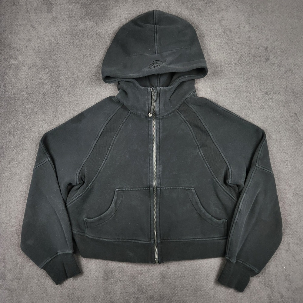 Lululemon Scuba Oversized Full Zip Hoodie Womens XS/S Black Cropped LW3EOZS